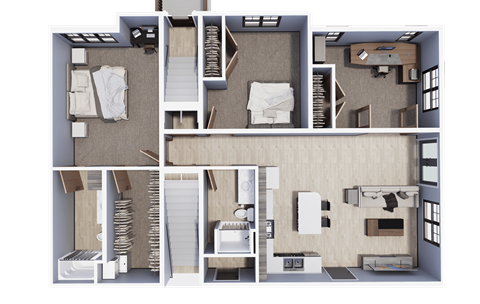 Floor plan for 3 beds, 2 baths, 1475 sqft